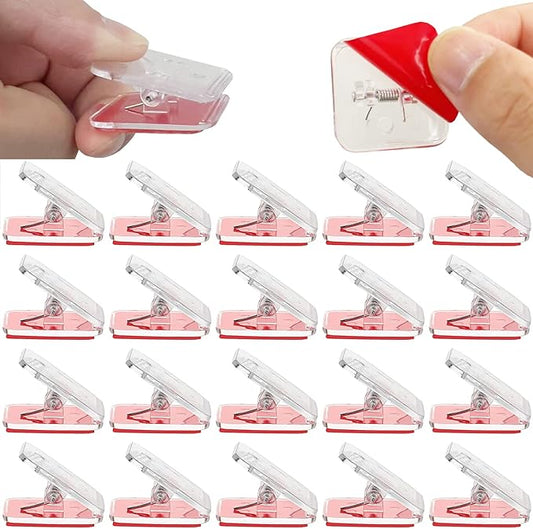 20 Pieces Self Adhesive Clips, Wall Clips,Tapestry Hangers,Photo Holders for Paper Flag Hanger,Sticky Clip for Teachers,Double-Sided Adhesive Spring Clip for Poster Home Office Rope