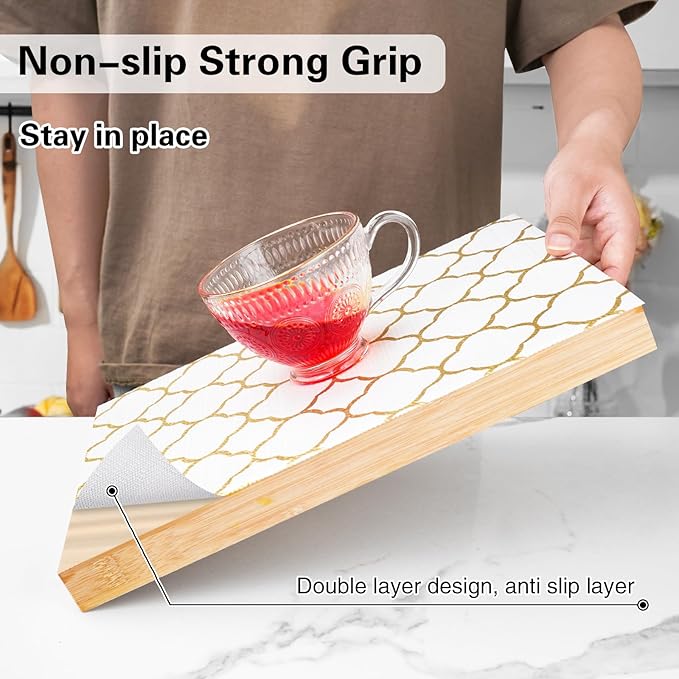 Drawer and Shelf Liner for Kitchen Cabinet,Non-Adhesive Cabinet Liner 24in x 30FT,Waterproof Shelf Paper Non-Slip Mats Cupboard Liners Contact Protect Dresser/Shelves/Table-Golden Lantern