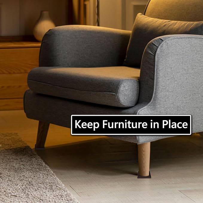 2x2 Square Rubber Furniture Caster Cups, Anti-Sliding Furniture Pads Bed Stopper Floor Protectors with Grip - Protect Any Flooring