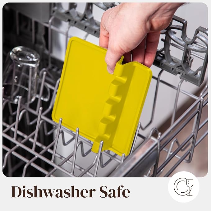 Yellow Silicone Spoon Rest for Stove Top with Drip Pad (Two Pack) - Heat Resistant BPA Free Utensil Rest & Spoon Holder for Kitchen Counter - Grill Utensil Holder - Spatula Holder, Tongs, Ladle