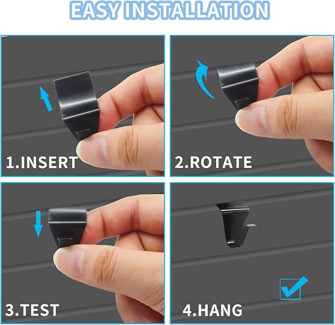 Biaungdo 24 Pcs Heavy Duty Stainless Steel Black Vinyl Siding Hooks, No Hole Needed Low Profile Siding Clips for Hanging Wreath, Outdoor Christmas Decorations