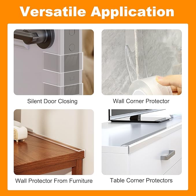 Clear Edge Protector Strip Sharp Edge Wrap Cover Tape,0.8 in x 13.12 FT,Self Adhesive Protective Bumper Guards for Cabinet Door Desk Glass Table Bed Furniture, Kitchen Countertop, Waterproof