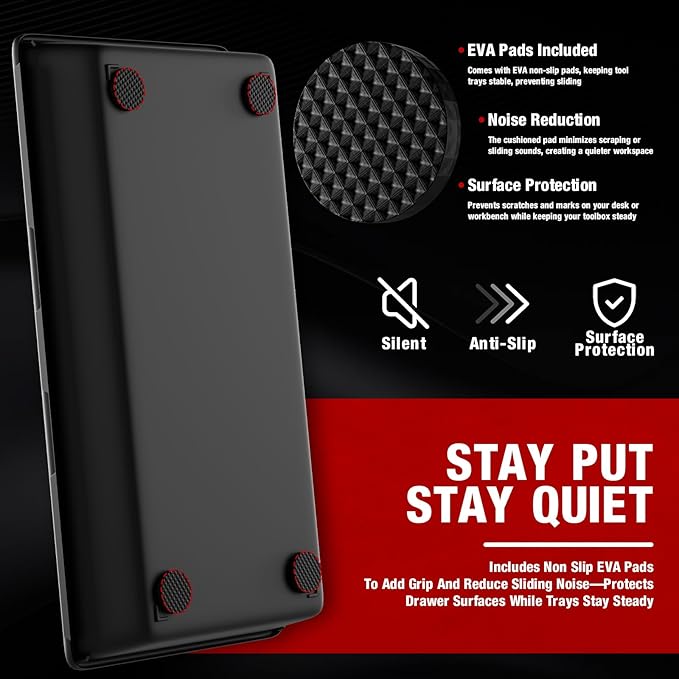 【6 PCS Extra-Large】 Tool Box Drawer Organizer Trays with Non-slip Pads, Heavy-Duty Tool Chest Drawer Organizer for Rolling Tool Chest and Garage Drawers, Truck Toolbox organizer and Workbench Storage