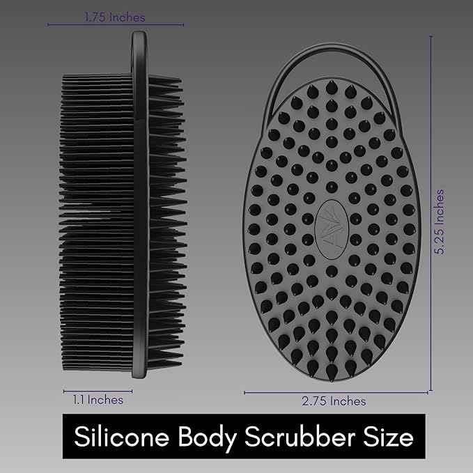 Scalp Massager Shampoo Brush Silicone - Hair Scrubber Shower Tool - Avilana Scalp Exfoliator Head Massage Brush - Gentle Daily Cleansing All Hair Types - Gift Women Men