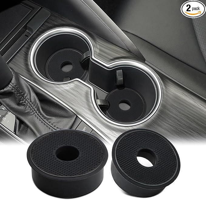 Auovo 2.75 inch Cup Holder Spacer Replacement Fit for Chevy Camry Accessories Silicone Cup Holder Insert Spacer Riser for Subaru Ascent Charger Durango Malibu Blazer Highlander Tacoma (2pcs, Black)