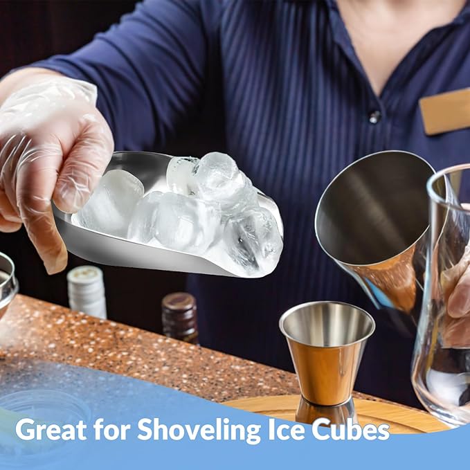 2 Pcs Ice Scoop for Freezer, 6 Oz Metal Ice Scooper, Stainless Steel Small Scoops with Round Bottom for Ice Machine Kitchen Flour Bar Party Wedding Pet Dog Food