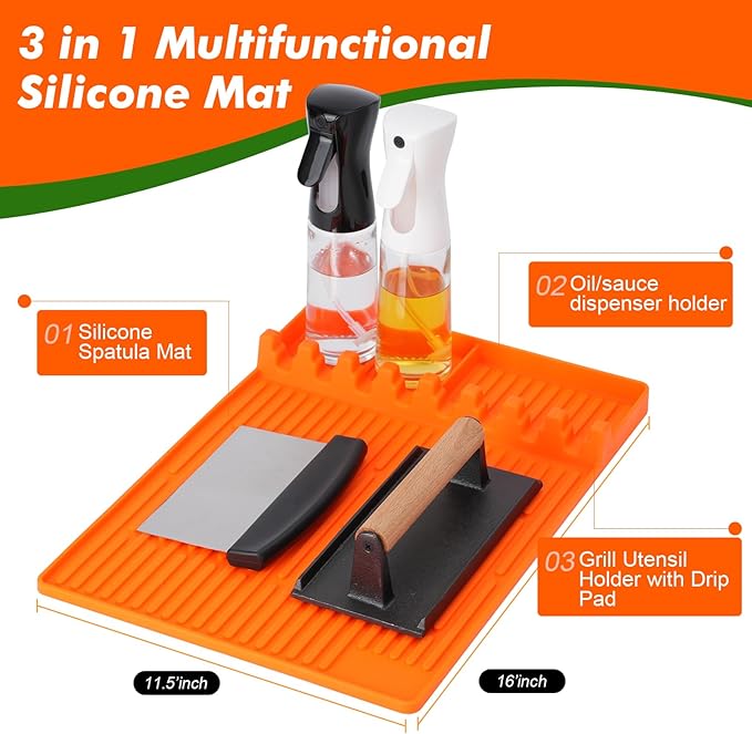 Griddle Cleaning Kit for Blackstone- Includes Large Silicone Tool Mat, Griddle Scraper, Cleaning Bricks, Scouring Pads with Handle, Cleaning Tools Accessories for Blackstone Flat Top Grill