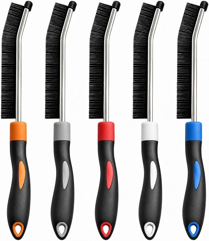 5 Colors Crevice Cleaning Brush Set, Hard Bristle Cleaning Brush, Gift for Her, Grout Brush for Home, Bathroom, Ktichen, Window and Corners