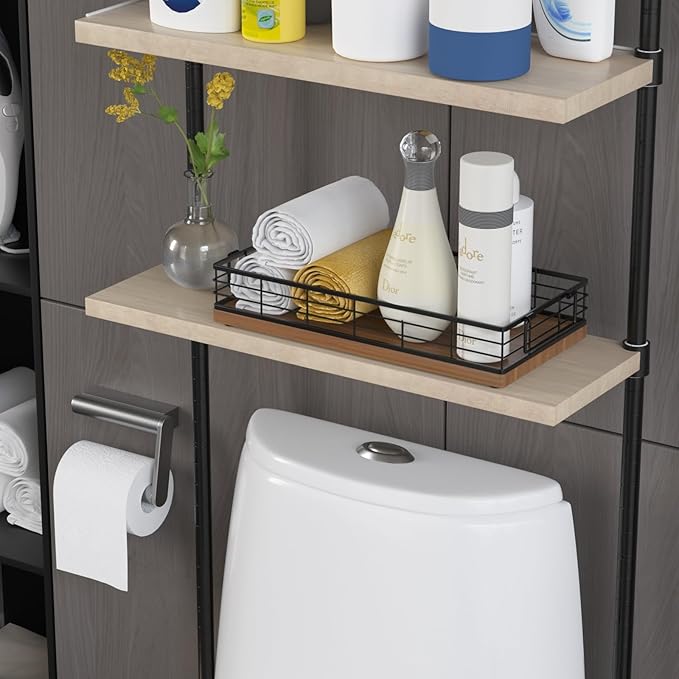 Toilet Paper Basket, 13 Inch Bathroom Basket Toilet Tank Tray Organizer Storage for Toiletries, Living Room and Kitchen (Walnut)