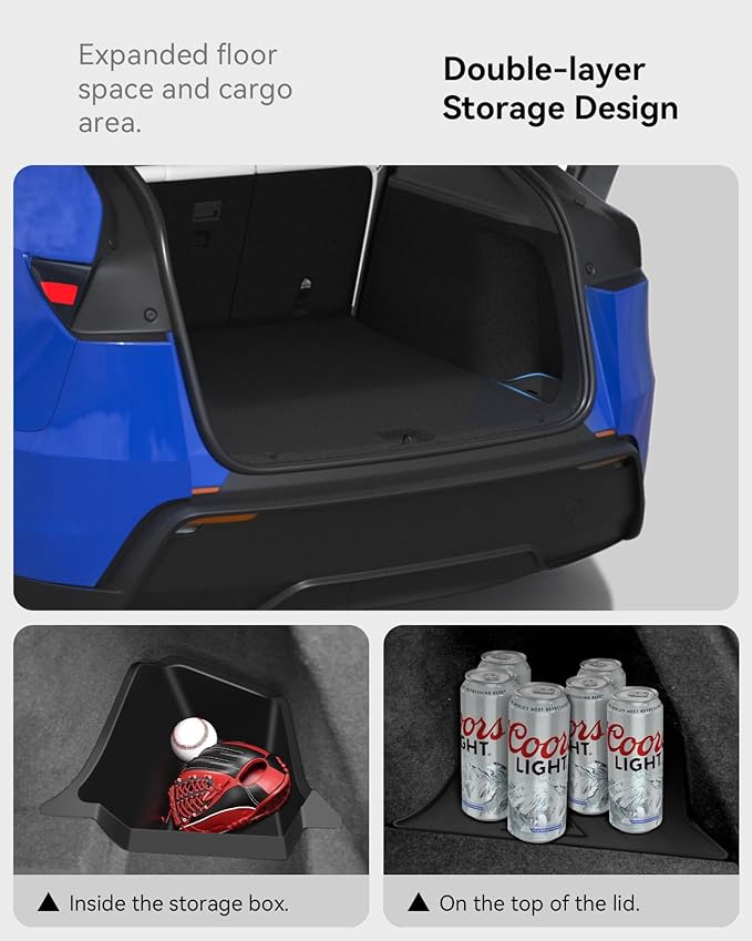 VIHIMAI for Tesla Model Y Juniper Accessories (2025-2026) Trunk Storage Bins,Rear Trunk Organizer TPE Waterproof Trunk Storage Bins Side Box with Lids for Tesla Interior Accessories