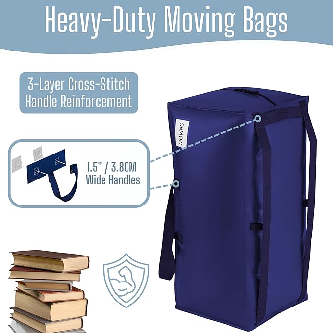 VENO 8 Pack Heavy Duty Moving Bags with Backpack Straps, Zippers & Handles, Extra Large Packing Bags for College Dorm Essentials, Moving Supplies Alternative to Cardboard Moving Boxes