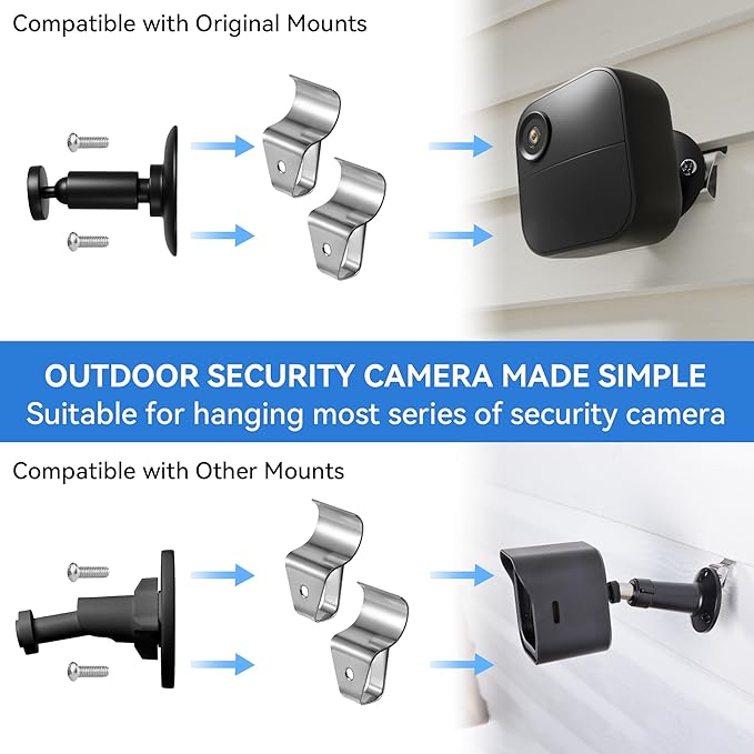 HUXOR (10 Pack) Vinyl Siding Clips Hooks, No-Hole Needed Outdoor Siding Hangers for Mounting Home Security Cameras, Stainless Steel