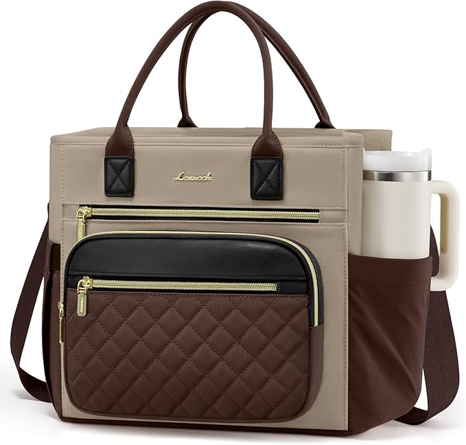 LOVEVOOK Insulated Lunch Bag Women,Wide Opening Adult Lunch Box Women with Cup Holder,Large Leakproof Cooler Bag for Work Picnic Beach Family College Mom,Lunch Teacher Breast Pump Diaper Tote Bag