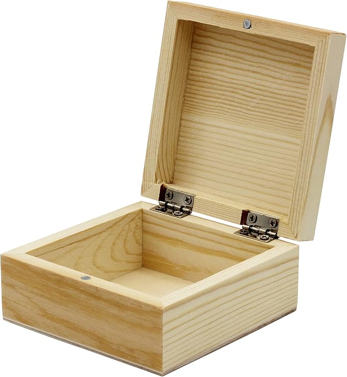 Creative Hobbies® Unfinished Mini Wood Craft Box with Hinged Lid and Magnetic Closure, 3.5 Inch - Perfect for Arts, Crafts, and Personalized Gifts