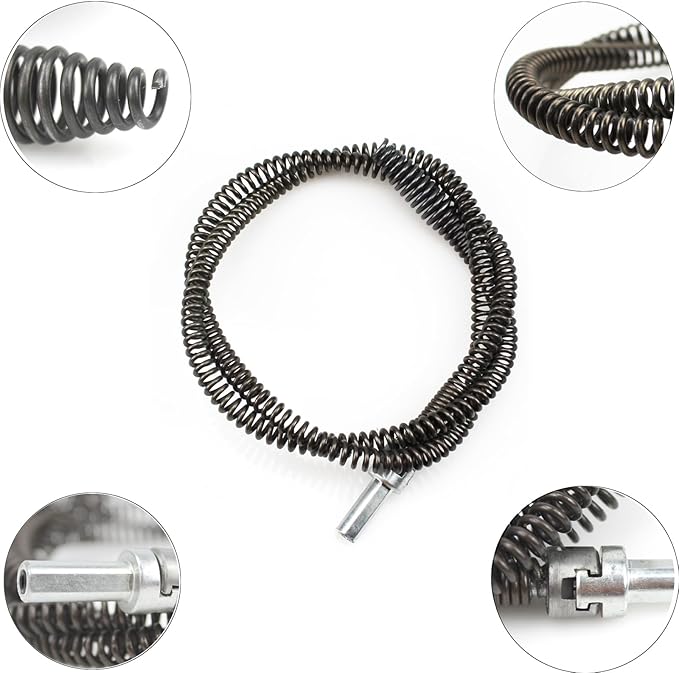 Amonk Drain Auger Cable 3.28Ft Clog Remover with Drill Connector 10mm Flexible Plumbing Snake Pipe Drain Cleaner for Kitchen, Bathroom and Shower Sink