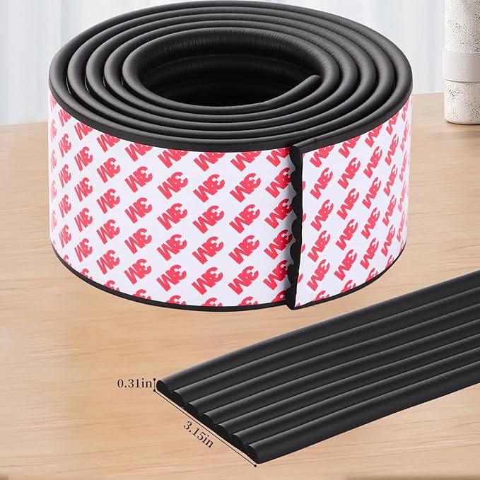 Corner Protector for Baby, Wide Edge Protector with Adhesive Backing, Baby Proofing Edge Corner Protectors Self Adhesive Furniture Corner Guard Bumper for Table, Desk, Fireplace (Black, 6.6ft)