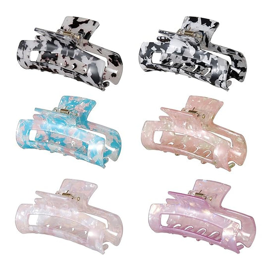 Multi -colored Hair Claw Clips, Acetate Hair Banana Barrettes, French Butterfly Jaw ClipsPrint Stylish Hair Accessories for Girls and Women