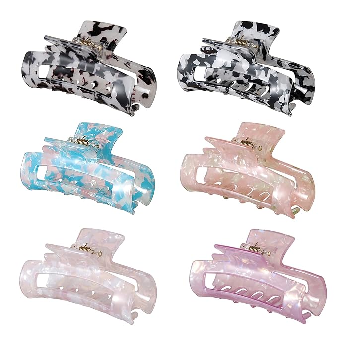 Multi -colored Hair Claw Clips, Acetate Hair Banana Barrettes, French Butterfly Jaw ClipsPrint Stylish Hair Accessories for Girls and Women