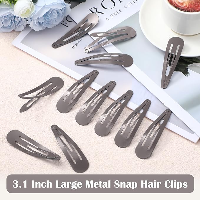 WILLBOND 30 Pieces 3.1 Inch Large Metal Snap Hair Clips Nonslip Barrettes Women Hair Accessories (Dark Blue)