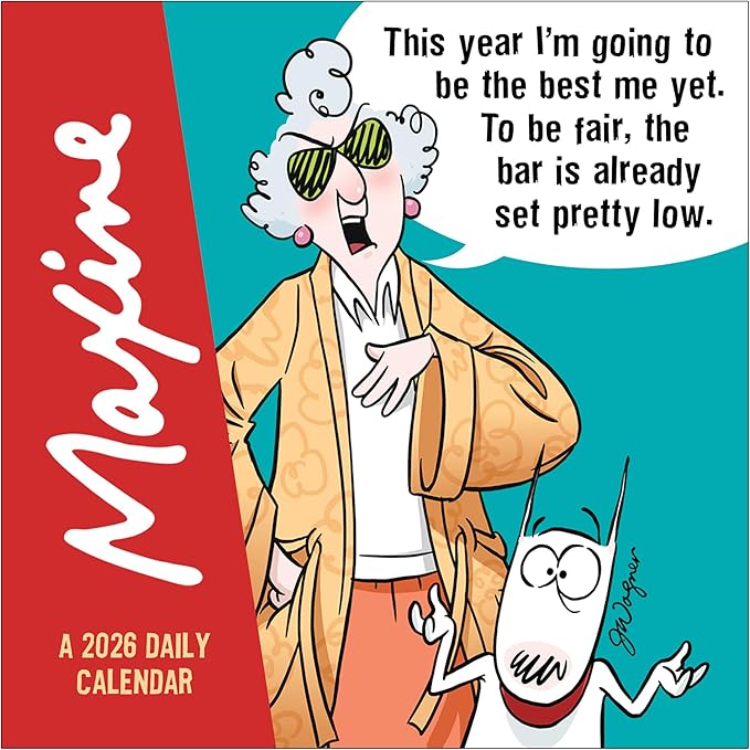 TF Publishing 2026 Maxine Daily Desktop Calendar - Small Daily Desk Calendar 2026 for Home or Office Organization, Full-Color Tear-Off Pages & Stand-Up Display with Funny Quotes - 5.25 x 5.25 In
