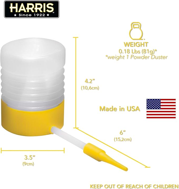 HARRIS Diatomaceous Earth Powder Duster with 6 Inch Extension Nozzle, for Easier Application of DE in Home & Outdoor Lawn and Garden Use