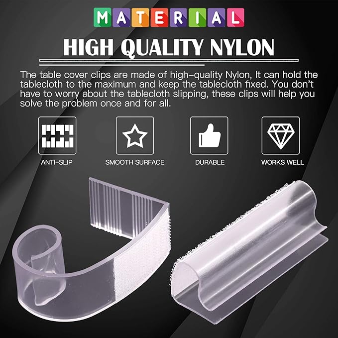 Glarks 30 Pack 2 Types Plastic Table Cover Clips Tablecloth Clips Table Skirting Clips with Hook and Loop for Indoor Outdoor Wedding Party Picnic Events