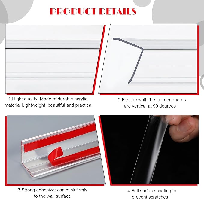 10 Pcs Wall Corner Protector, Clear Self-Adhesive Corner Protectors for Walls for Baby, Furniture, Door, Tables, Cover Sharp Furniture, Easy to Install(31.5'' X 1.18'')