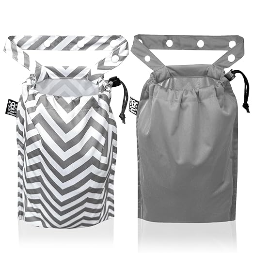 2 Pack Leakproof Car Trash Bags Detachable Waterproof Garbage Bags with Drawstring Hanging Organizer for Back Seat & Travel Grey