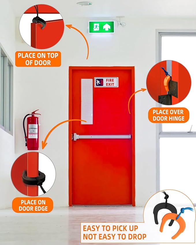 Door Jam, First Responder Door Stop for Law Enforcement, Police, Emergency Medical Services, Tactical Door with Nylon Paracord Attachments for Easy Grab Access, Molle/PALS Compatible (3 Pack Orange)