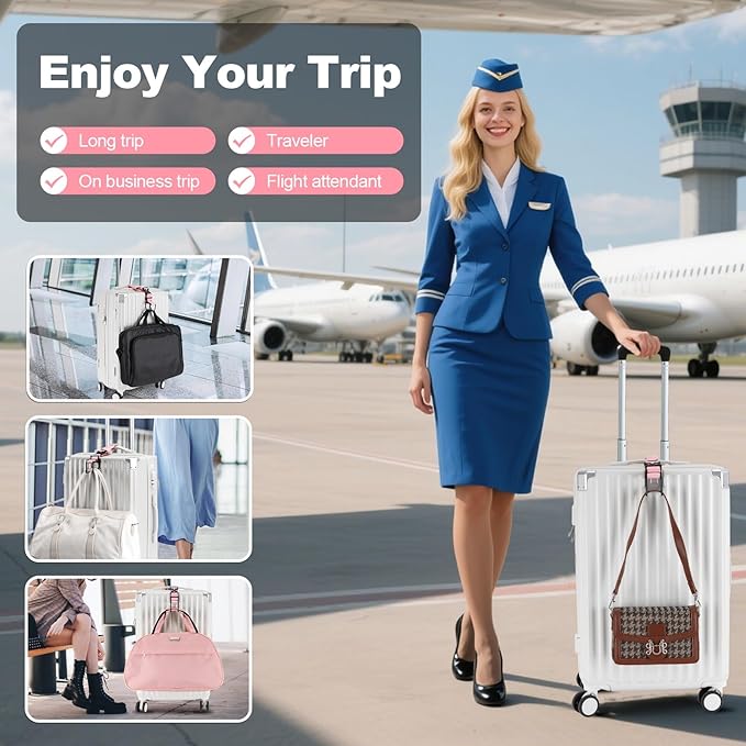 J Hook for Luggage Strap, Luggage Hook Strap Flight Attendant with Hands Free, Adjustable Luggage Hook for Carry on Bag