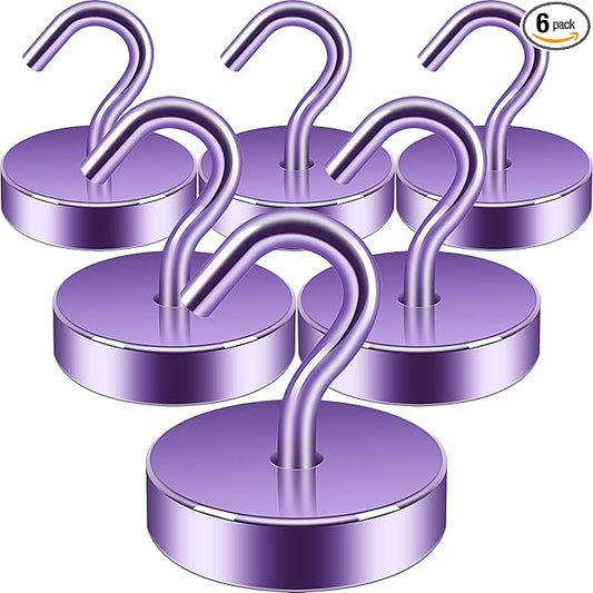Neosmuk Magnetic Hooks, Cruise Ship Essentials, 80lb+ Heavy Duty Magnetic Hooks for Cruise Cabins, Refrigerator, Grill, Hanging, and Travel | Extra Strong Must-Have Magnet Hook, Purple