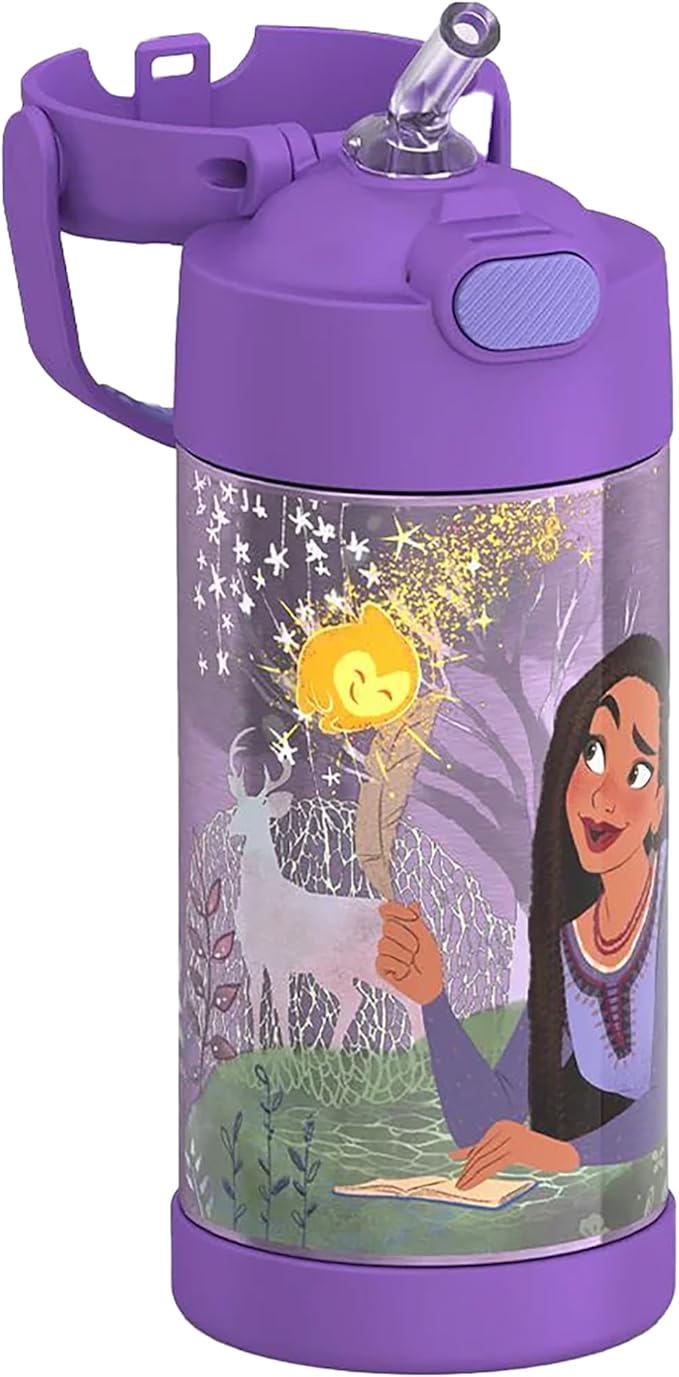 THERMOS FUNTAINER Water Bottle with Straw - 12 Ounce - Kids Stainless Steel Vacuum Insulated Water Bottle with Lid, Wish