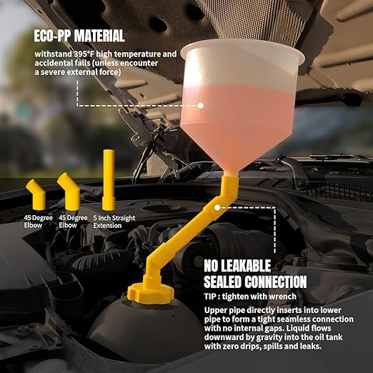 Thorstone No-Spill Coolant Funnel Kit, 16-Piece Universal Spill-Free Radiator Coolant Filling Funnel with Adapters