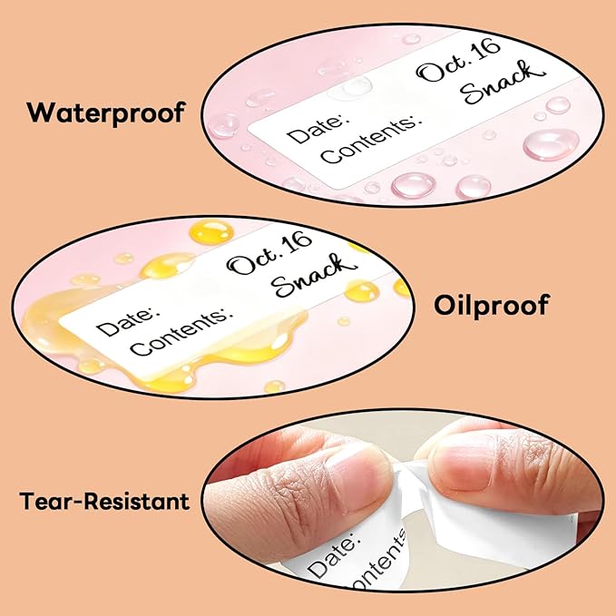 1" x 3" Freezer Labels, 500 PCS Removable Food Storage Stickers, Waterproof & Oil-Resistant Write-On Freezer Labels for Kitchen, Refrigerator, Meal Prep, and Containers, TRSTGIX