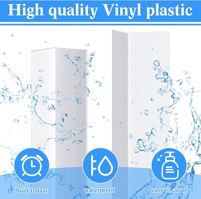 Sasylvia 10 Pcs Wall Corner Protector Guards, Vinyl 1-1/8 x 36 Inches Corner Trim Molding, Avoid Scratching Scuffs, Ease Install and Cleaning for Door Countertop Furniture Cabinet Protection, White