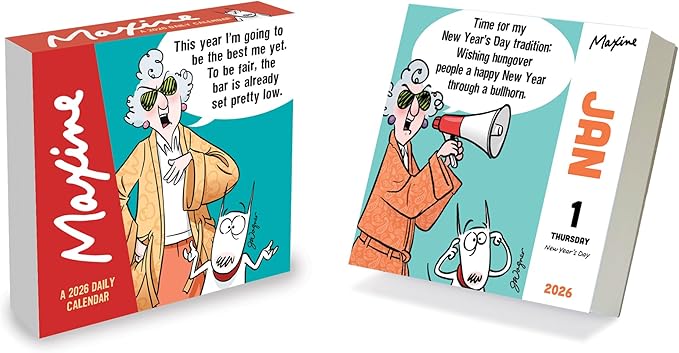 TF Publishing 2026 Maxine Daily Desktop Calendar - Small Daily Desk Calendar 2026 for Home or Office Organization, Full-Color Tear-Off Pages & Stand-Up Display with Funny Quotes - 5.25 x 5.25 In