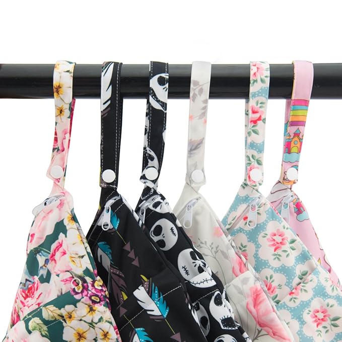 ALVA ALVABABY 3pcs Baby Cloth Diaper Wet Dry Bags Waterproof Reusable with Two Pockets Travel Beach Pool Daycare Soiled Baby Items Yoga Gym Bag for Swimsuits or Wet Clothes M Size 3L-ZM01