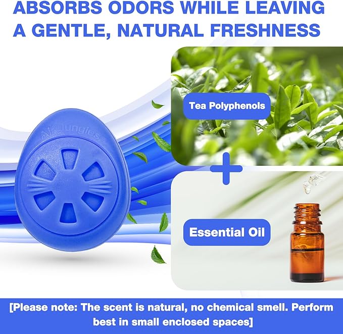 Air Jungles Shoes Deodorizer Ball 6 Count, Ocean Scent, Odor Remover Balls for Sneakers, Gym Bags, Lockers, Closets, Hampers, and Drawers. Essential Oil Provides Natural Freshness