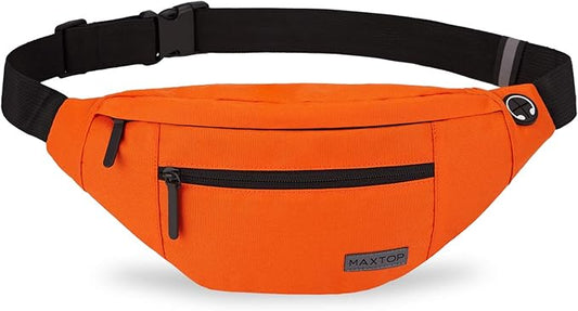 MAXTOP Large Crossbody Fanny Pack with 4-Zipper Pockets, Gifts for Enjoy Sports Festival Workout Traveling Running Casual Hands-Free Wallets Waist Pack Phone Bag Carrying All Phones