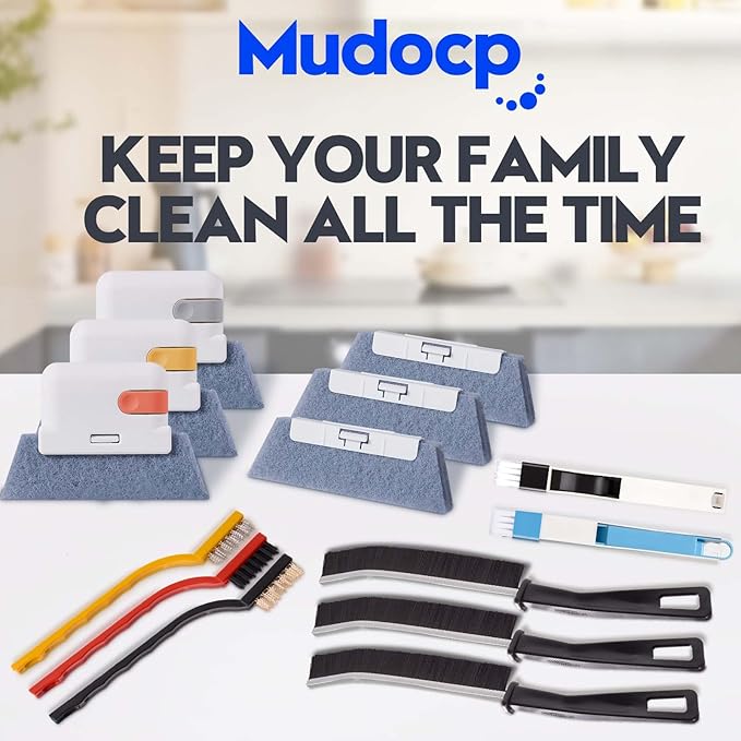 Window Track Cleaner Tools Set, 14 PCS Window Groove Cleaning Brush Kit for Sliding Door, Sill, Tile Lines, Shutter, Car Vents, Keyboard