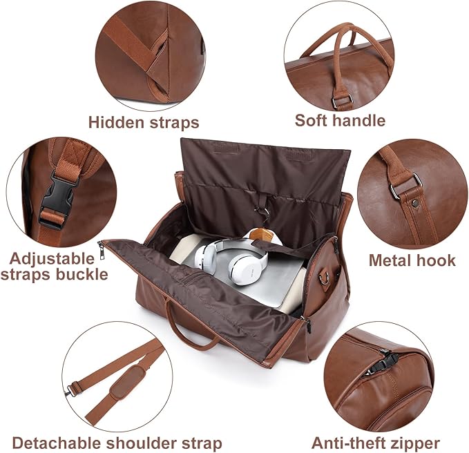 seyfocnia Convertible Travel Garment Bag, Carry-on Garment Duffel Bag for Men Women - 2-in-1 Hanging Suitcase Suit Business Travel Bag