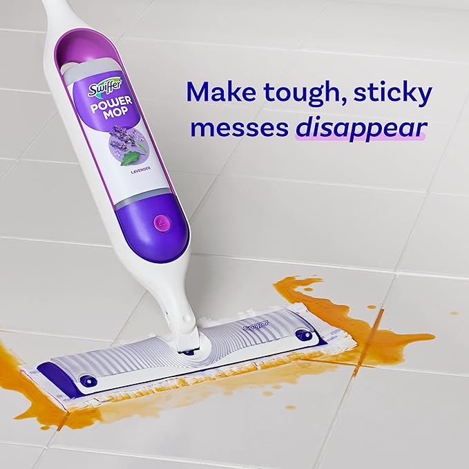 Swiffer Power Mop Refill Solution,Floor Cleaner for Mopping Tile,Vinyl,Laminate,Wood in Home,Bathroom,Kitchen, Multipurpose-Surface Solution for Floor Cleaning, Lavender Scent, 25.35 oz (Pack of 10)
