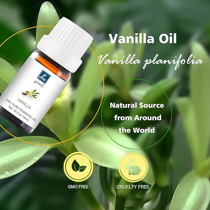 Vanilla Essential Oil - Pure Natural Oil for Aromatherapy Diffuser, Skin, Hair, DIY Perfume & Candle Making - Organic 10mL Warm Sweet Scent