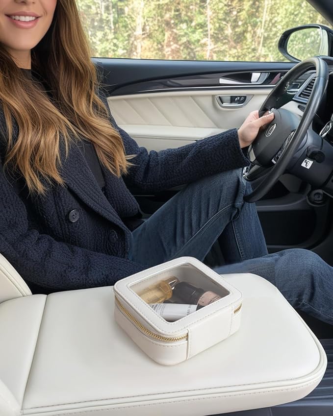 Small Clear Makeup Bag, Mini Makeup Pouch TSA Approved Toiletry Bag for Women Travel Makeup Bag Cute Clear Cosmetic Bag Waterproof Make Up Bag Organizer for Car Essentials