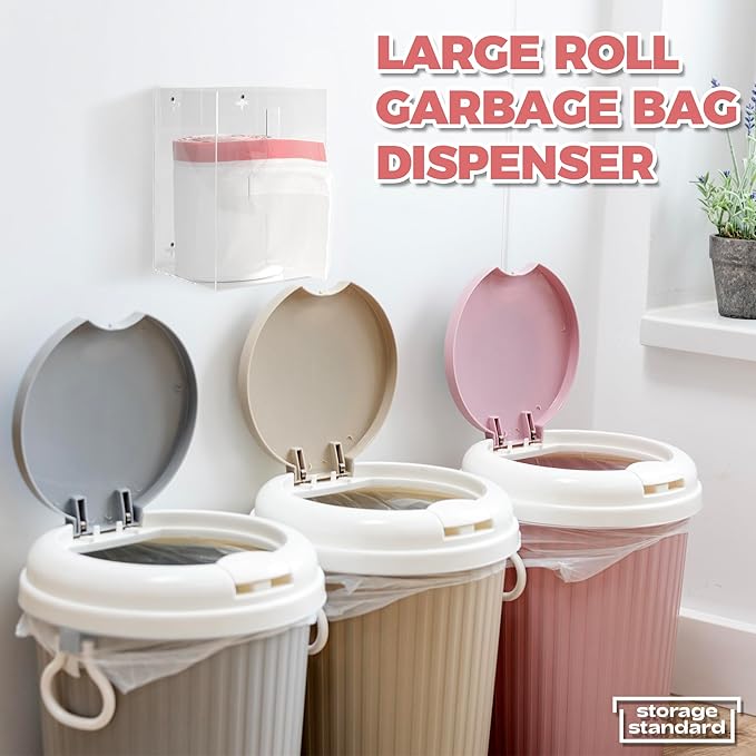 Storage Standard Trash Bag Holder Dispenser 10.5'' x 7'' x 7''- Acrylic Bags Dispensing Roll Organizer Holder, Garbage Liner Holder for Cabinet, Garbage & Under Sink - Open Side Design