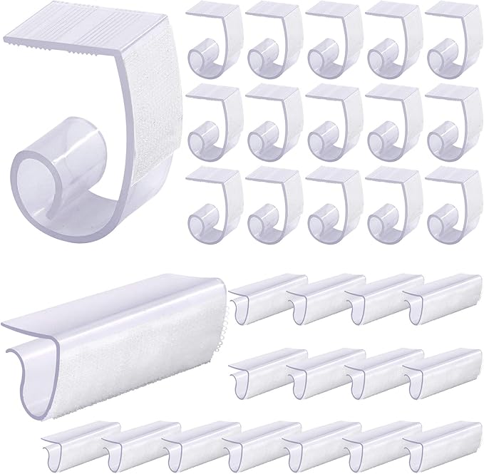 Glarks 30 Pack 2 Types Plastic Table Cover Clips Tablecloth Clips Table Skirting Clips with Hook and Loop for Indoor Outdoor Wedding Party Picnic Events