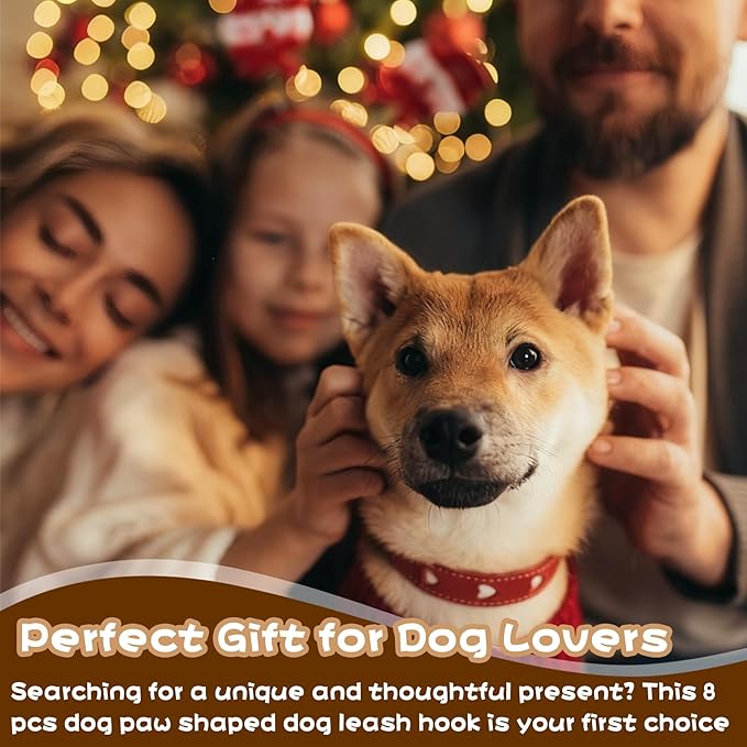 8PC Dog Leash Hooks for Wall Cute Metal Cat Leash Holder Wall Mounted Key Hooks Pet Accessory Holder for Entryway Hallway Kitchen Office, Pet Themed Gifts, Great Gift for Dog and Cat Lovers