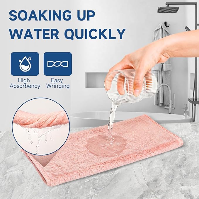 TEAWOO Coral Velvet Nude Pink Washcloths 12 Pack, Highly Absorbent and Soft Nude Pink Face Towels, Multi-Purpose Washcloths and Hand Towels for Bathroom, Hotel, Spa and Gym, 12 x 12 inches