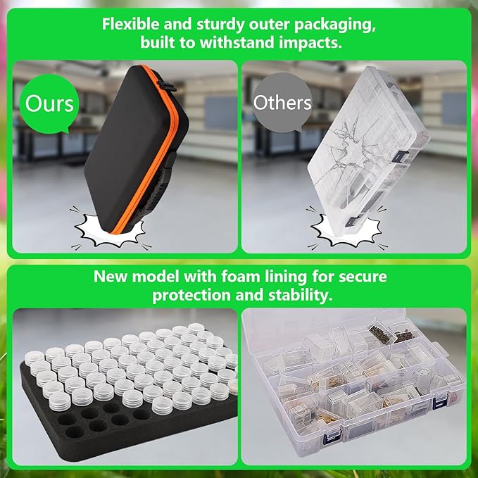 70 Slots Seed Organizer Storage Box with 10PCS Seed Envelopes, Premium Seed Containers for Various Sizes Vegetable and Flower Garden Seeds, Gardening Seed Keeper Set with Useful Accessories (Orange)