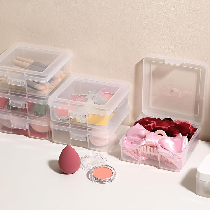 12 Pack Small Clear Plastic Storage Boxes with Lids, Craft Jewelry Life Item Organizer for Puzzles, Pens, Rings, Needle and Thread, Nail Polish, Remote Controls